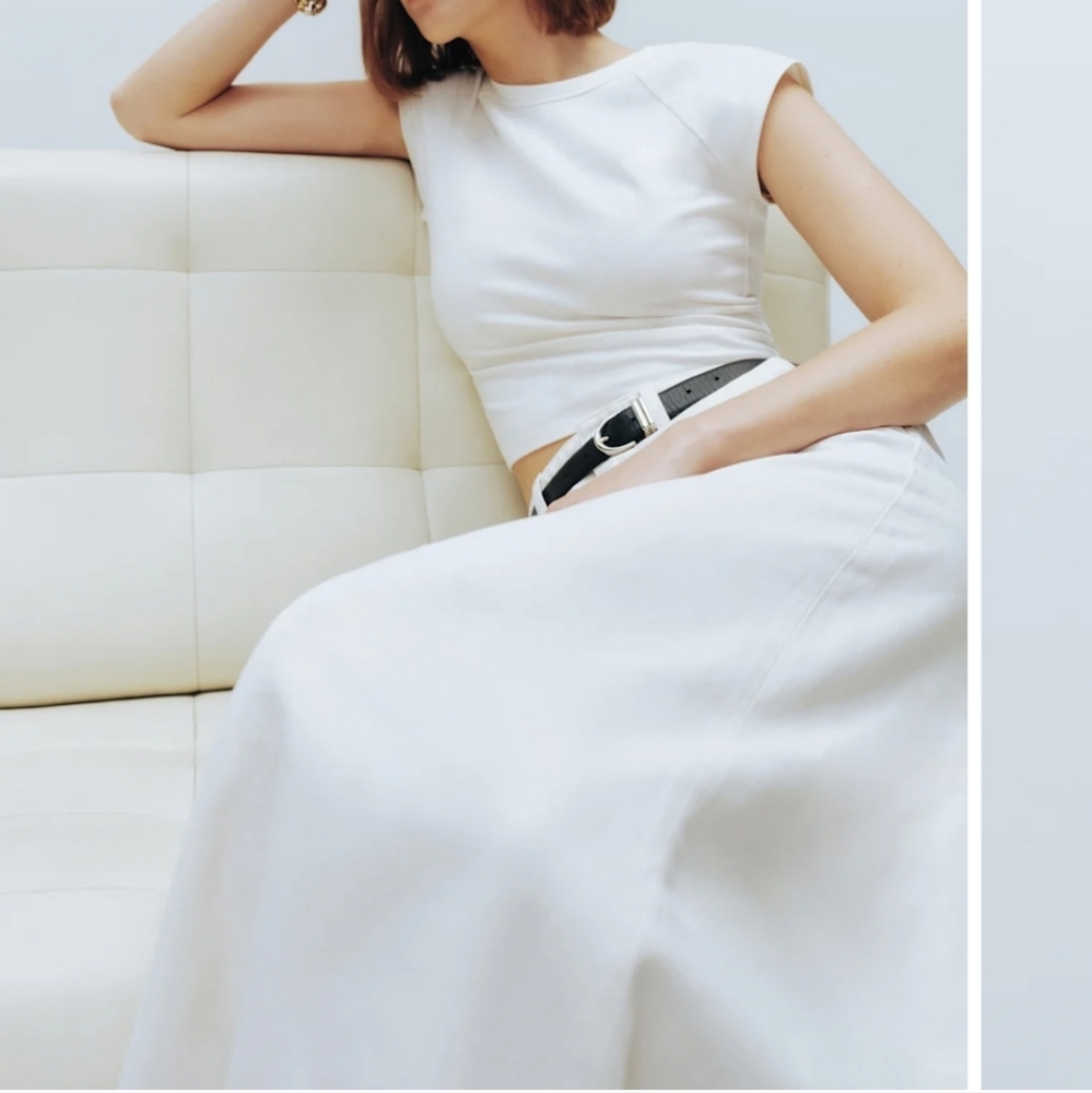 Reformation Myles Denim Maxi Skirt In Fior Di Latte - Picture 9 of 16